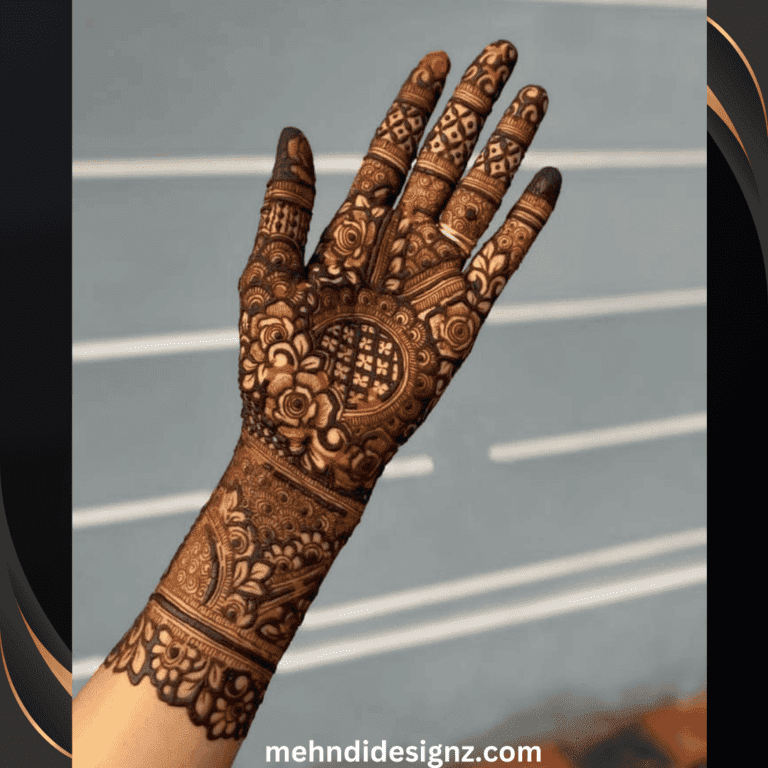 unique royal front hand mehndi design