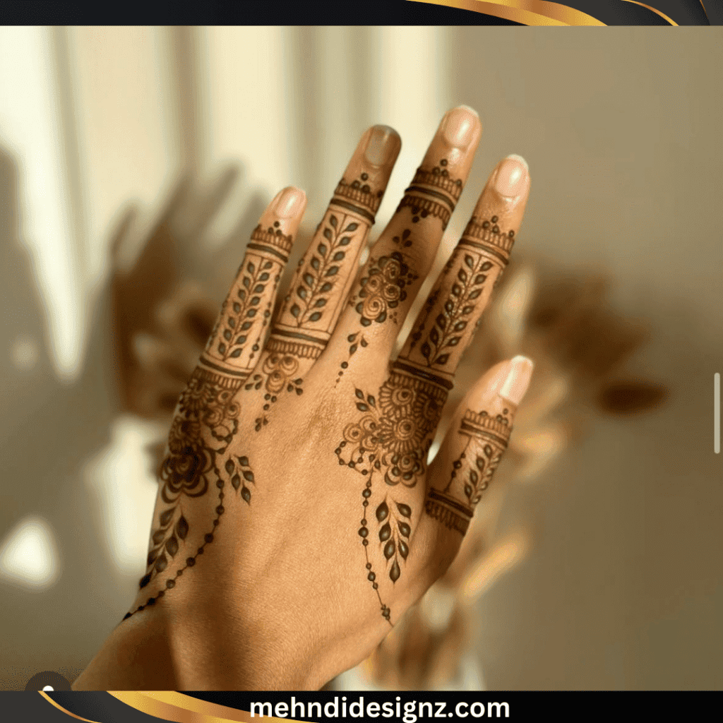 Modern and Classic Arabic Back Hand Mehndi Art 12 Finger mehndi design (34)