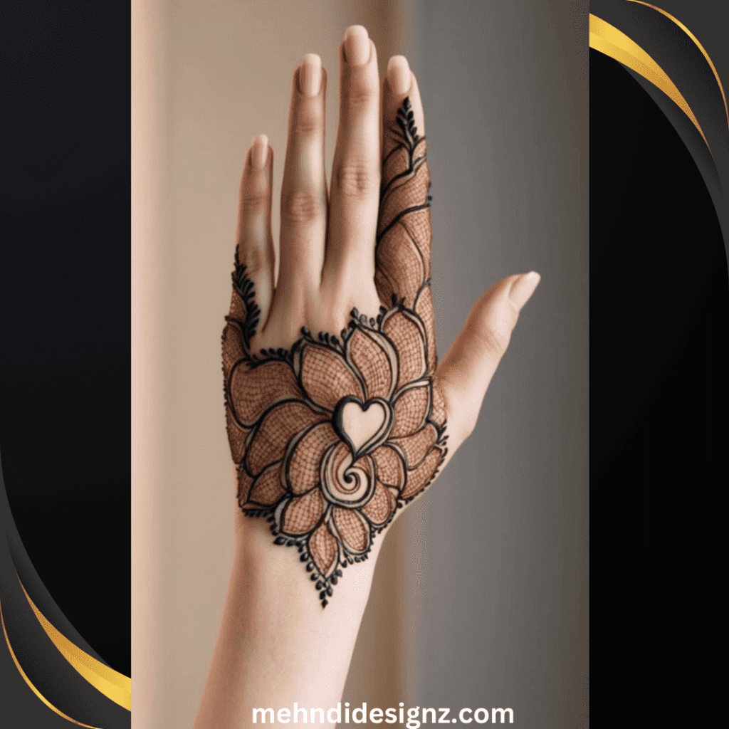 heart mehndi design back hand