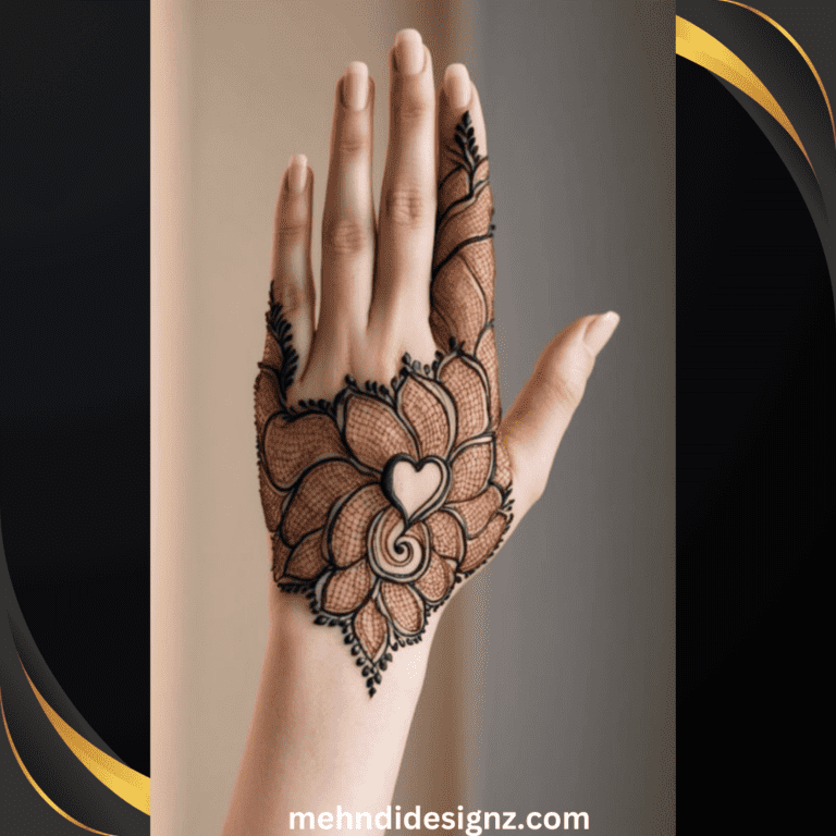 heart mehndi design back hand