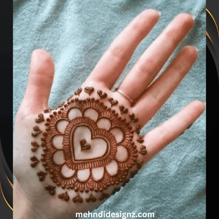 simple heart mehndi designs for front hands
