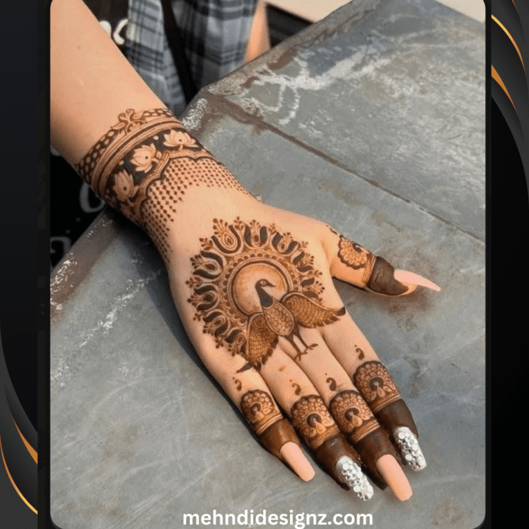 peacock mehndi design back hand