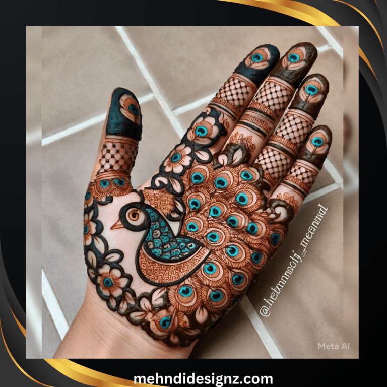 simple peacock feather mehndi design