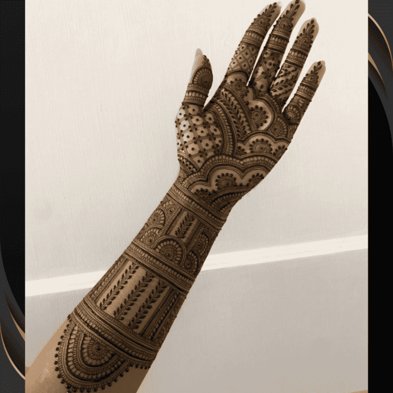 full hand bridal mehndi design front and back