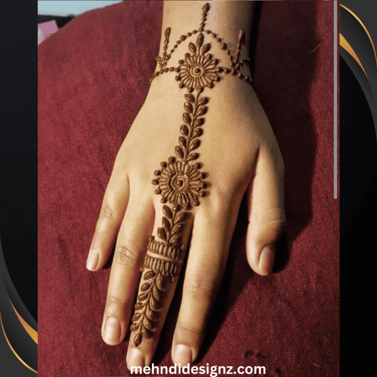Subtle floral vine finger henna design