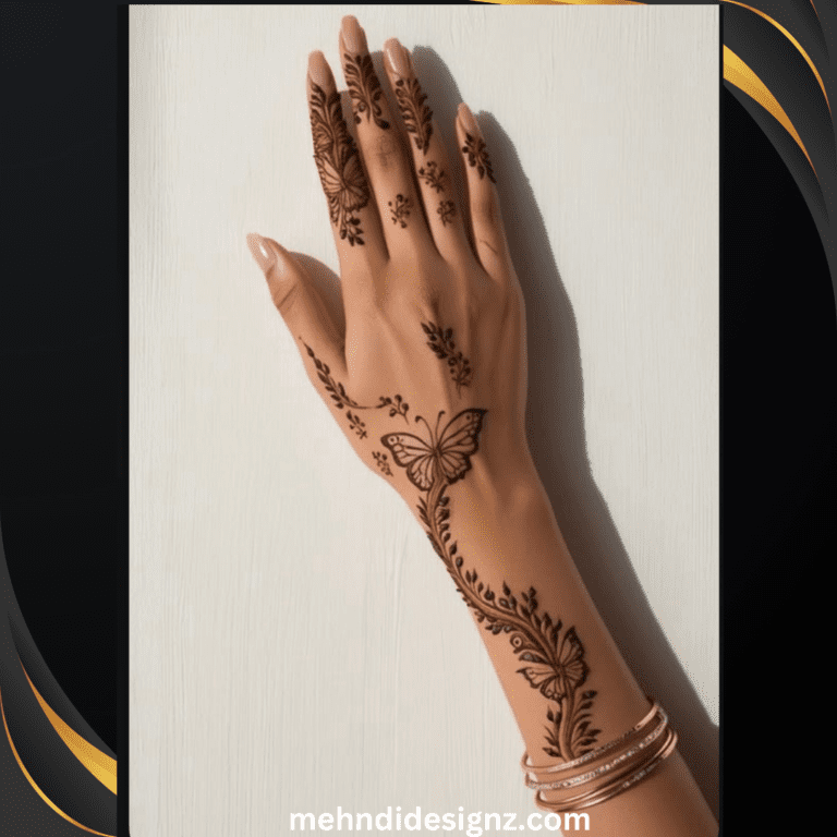 butterfly henna designs on hand