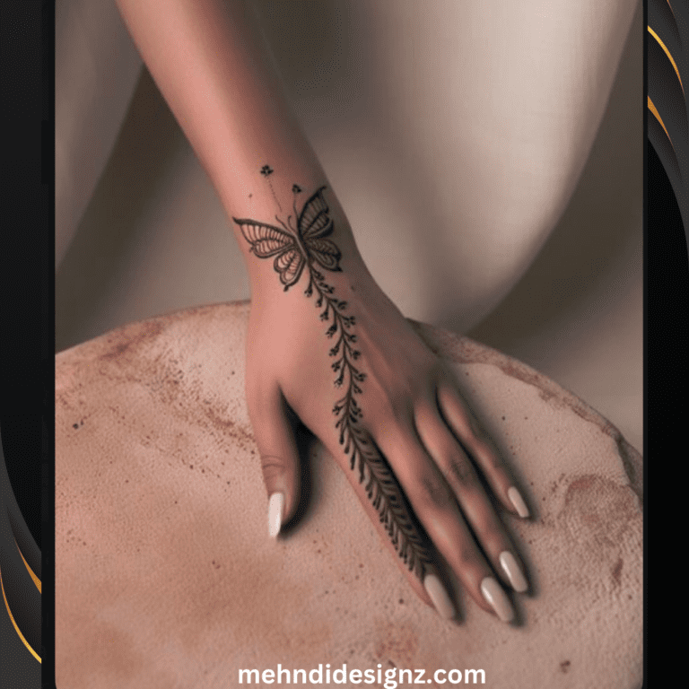 stylish butterfly mehndi design