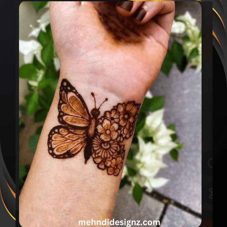butterfly mehndi design front hand
