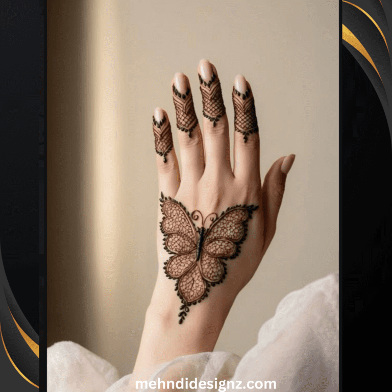 stylish butterfly mehndi design