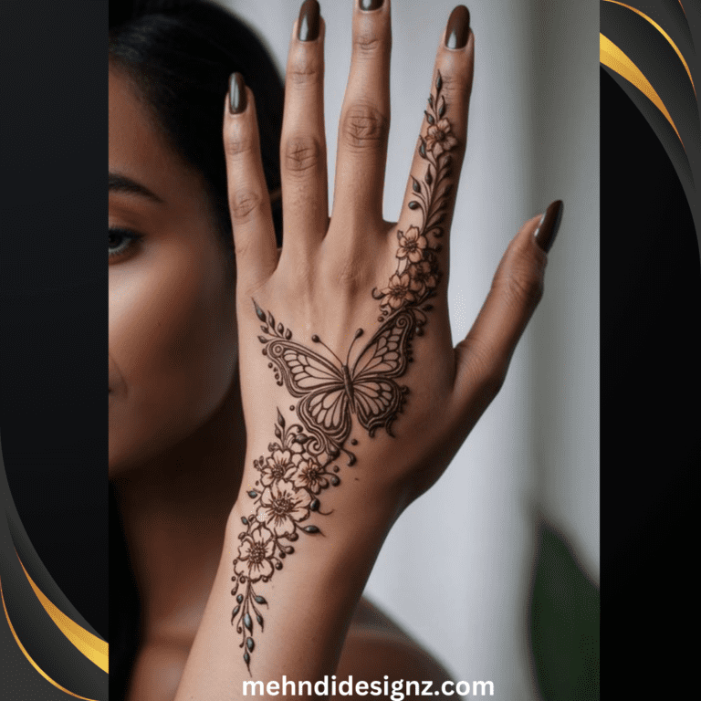 butterfly mehndi design back hand