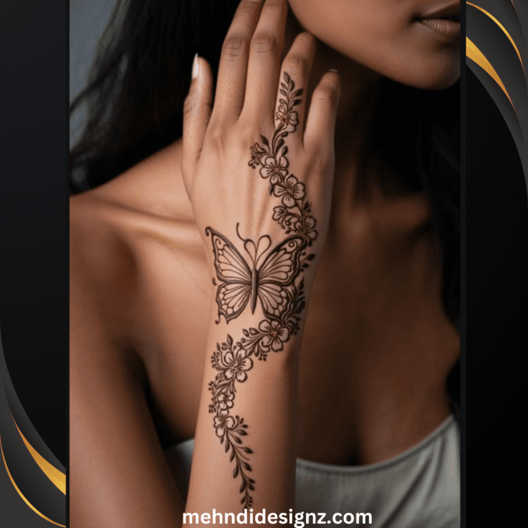 butterfly henna designs on hand