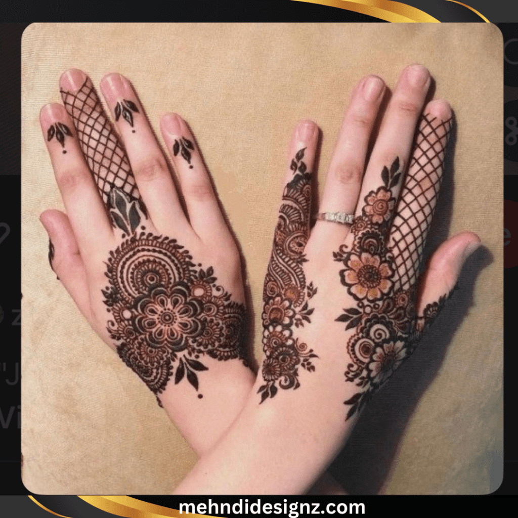 simple royal back hand mehndi design