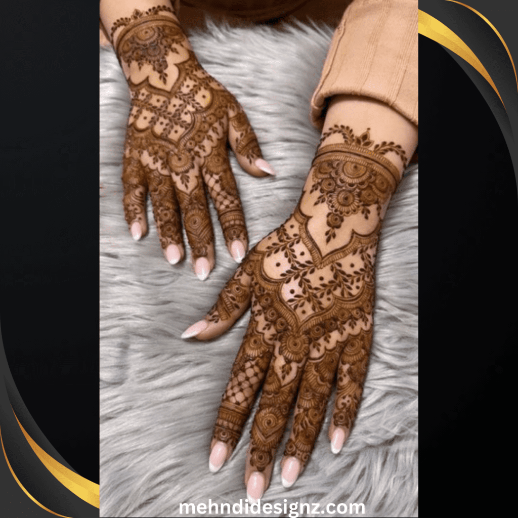 royal back hand mehndi design simple