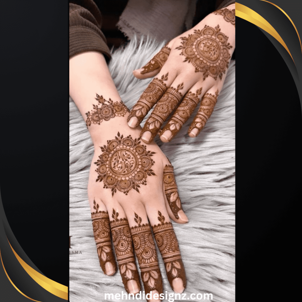 royal circle mehndi design back hand