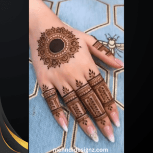 stylish finger royal back hand mehndi design