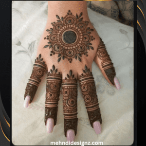 royal royal finger circle mehndi design back hand