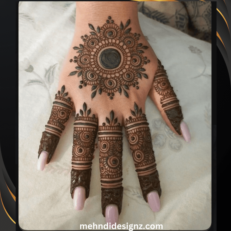 royal royal finger circle mehndi design back hand
