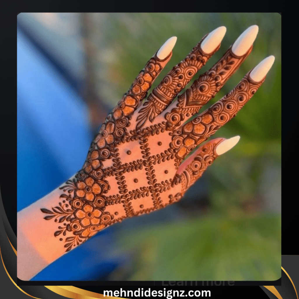 royal back hand mehndi design for girl