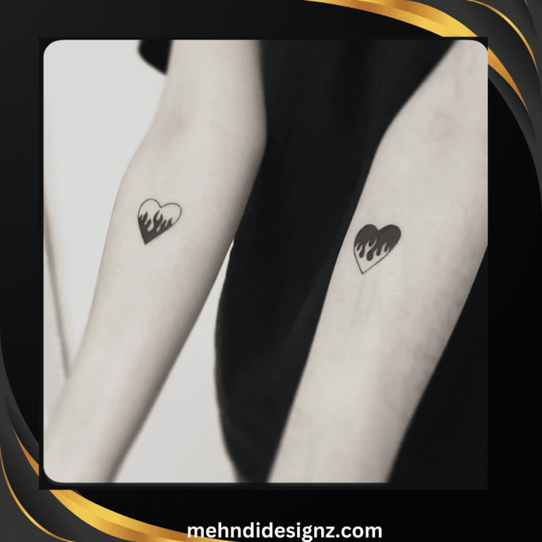 twin flame heart tattoo for couple