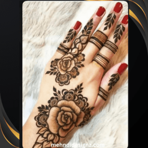 beautiful rose mehndi design