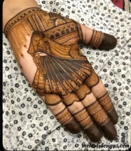 simple sawan mehndi design front hand