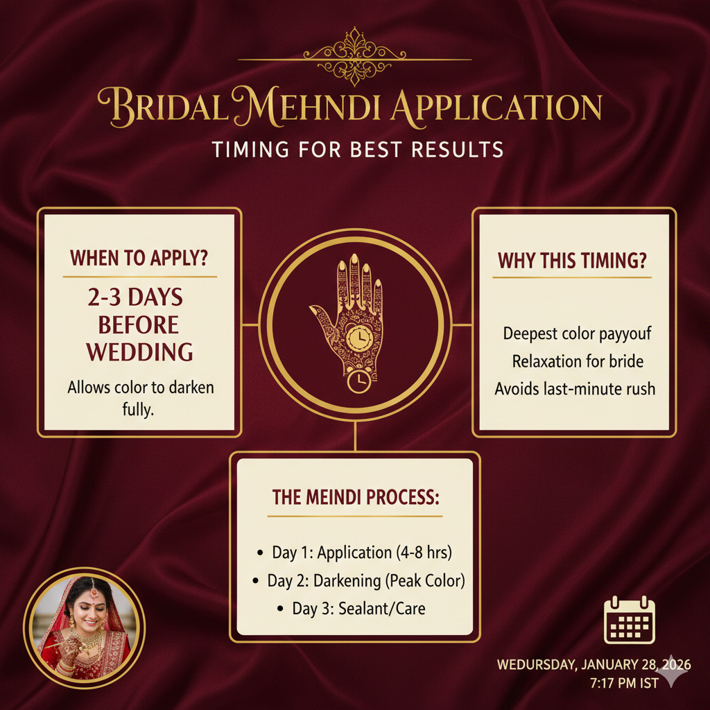 Bridal Mehndi Timeline: When to Apply Mehndi Before the Wedding 1 Bridal Mehndi Timeline