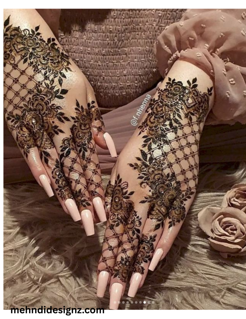 simple khaleeji henna front hand elegant open design 2026 (2)